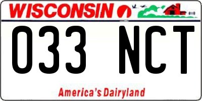 WI license plate 033NCT