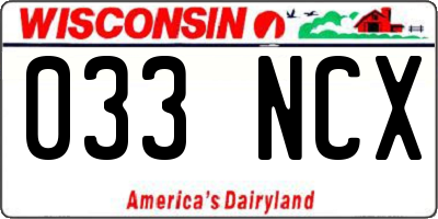 WI license plate 033NCX