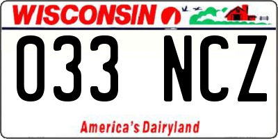 WI license plate 033NCZ
