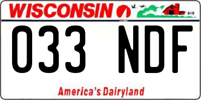WI license plate 033NDF