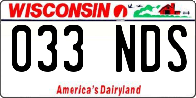 WI license plate 033NDS