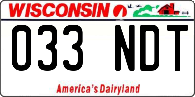WI license plate 033NDT