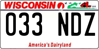 WI license plate 033NDZ