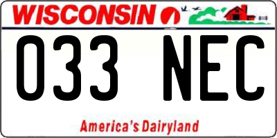 WI license plate 033NEC