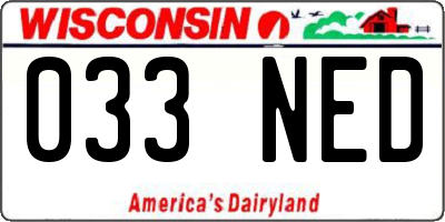 WI license plate 033NED