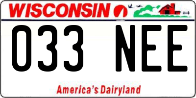 WI license plate 033NEE