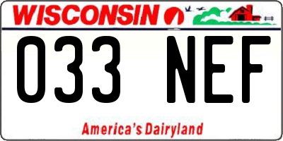 WI license plate 033NEF