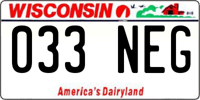 WI license plate 033NEG