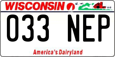 WI license plate 033NEP
