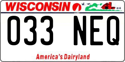WI license plate 033NEQ
