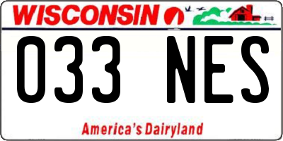 WI license plate 033NES