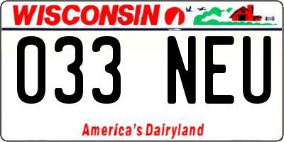 WI license plate 033NEU