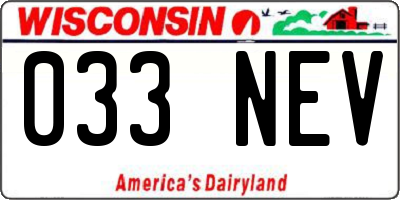 WI license plate 033NEV