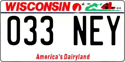 WI license plate 033NEY