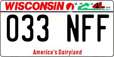 WI license plate 033NFF