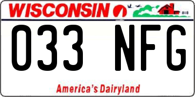 WI license plate 033NFG