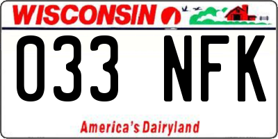 WI license plate 033NFK
