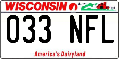 WI license plate 033NFL