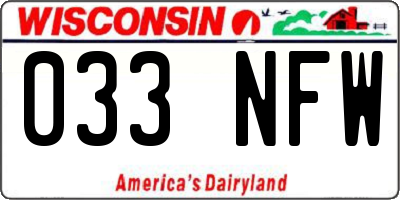 WI license plate 033NFW