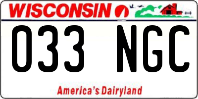 WI license plate 033NGC