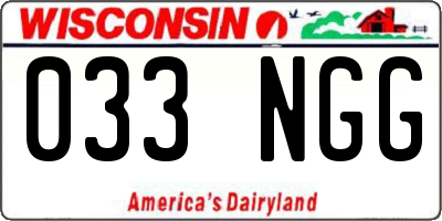 WI license plate 033NGG