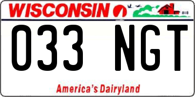 WI license plate 033NGT