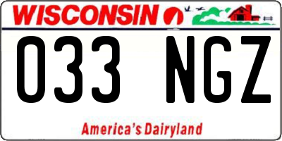 WI license plate 033NGZ