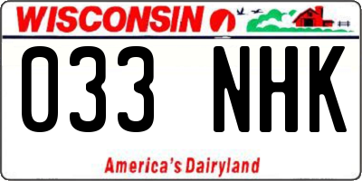 WI license plate 033NHK