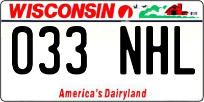 WI license plate 033NHL