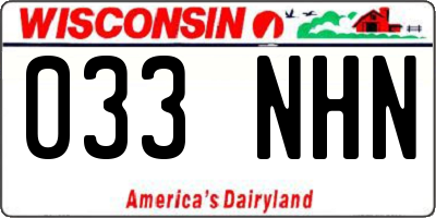 WI license plate 033NHN
