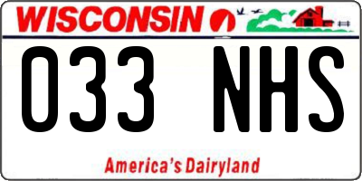 WI license plate 033NHS