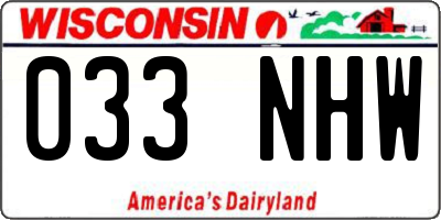 WI license plate 033NHW