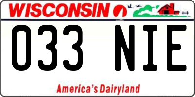 WI license plate 033NIE