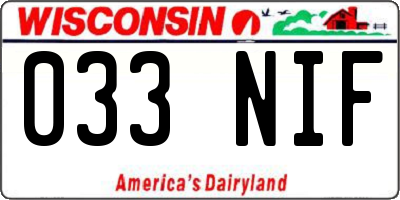 WI license plate 033NIF