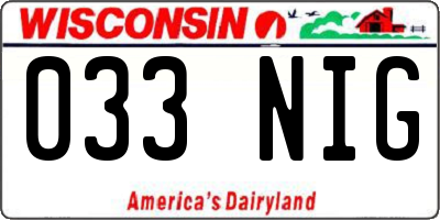 WI license plate 033NIG