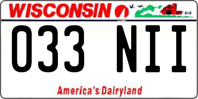 WI license plate 033NII