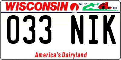 WI license plate 033NIK