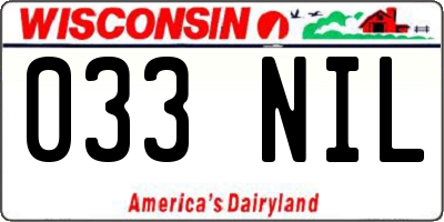 WI license plate 033NIL