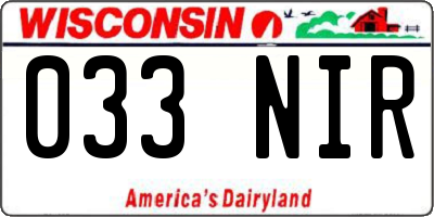 WI license plate 033NIR