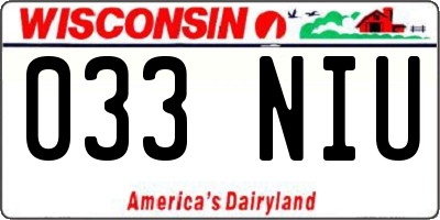 WI license plate 033NIU