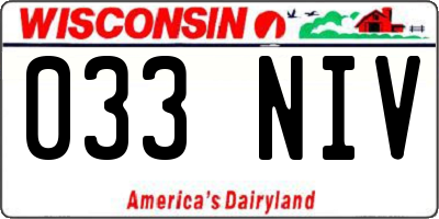 WI license plate 033NIV