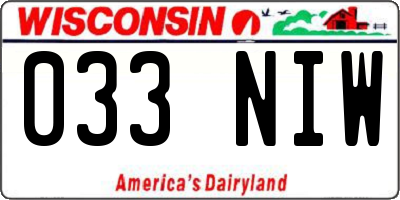 WI license plate 033NIW