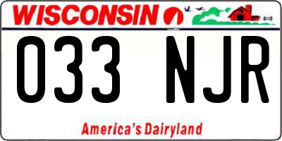 WI license plate 033NJR