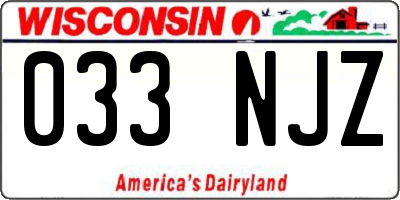 WI license plate 033NJZ