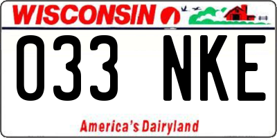 WI license plate 033NKE