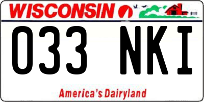 WI license plate 033NKI