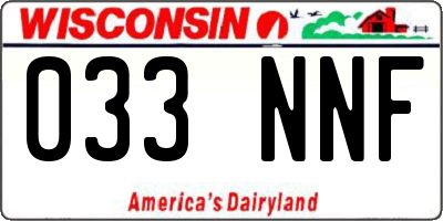 WI license plate 033NNF