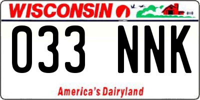 WI license plate 033NNK