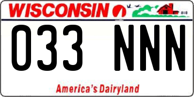 WI license plate 033NNN