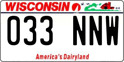 WI license plate 033NNW